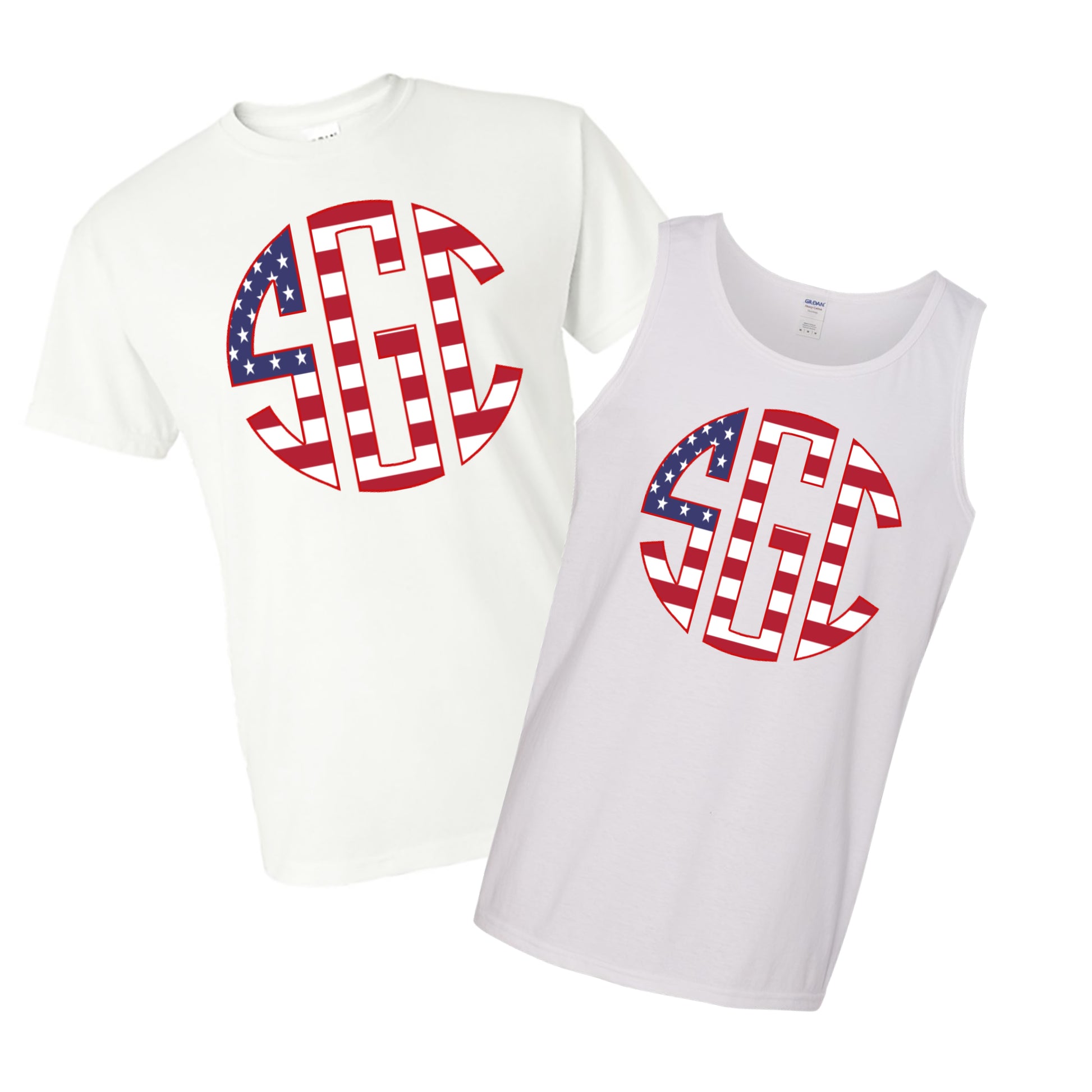 American Flag Monogram Print Shirt - Southern Grace Creations