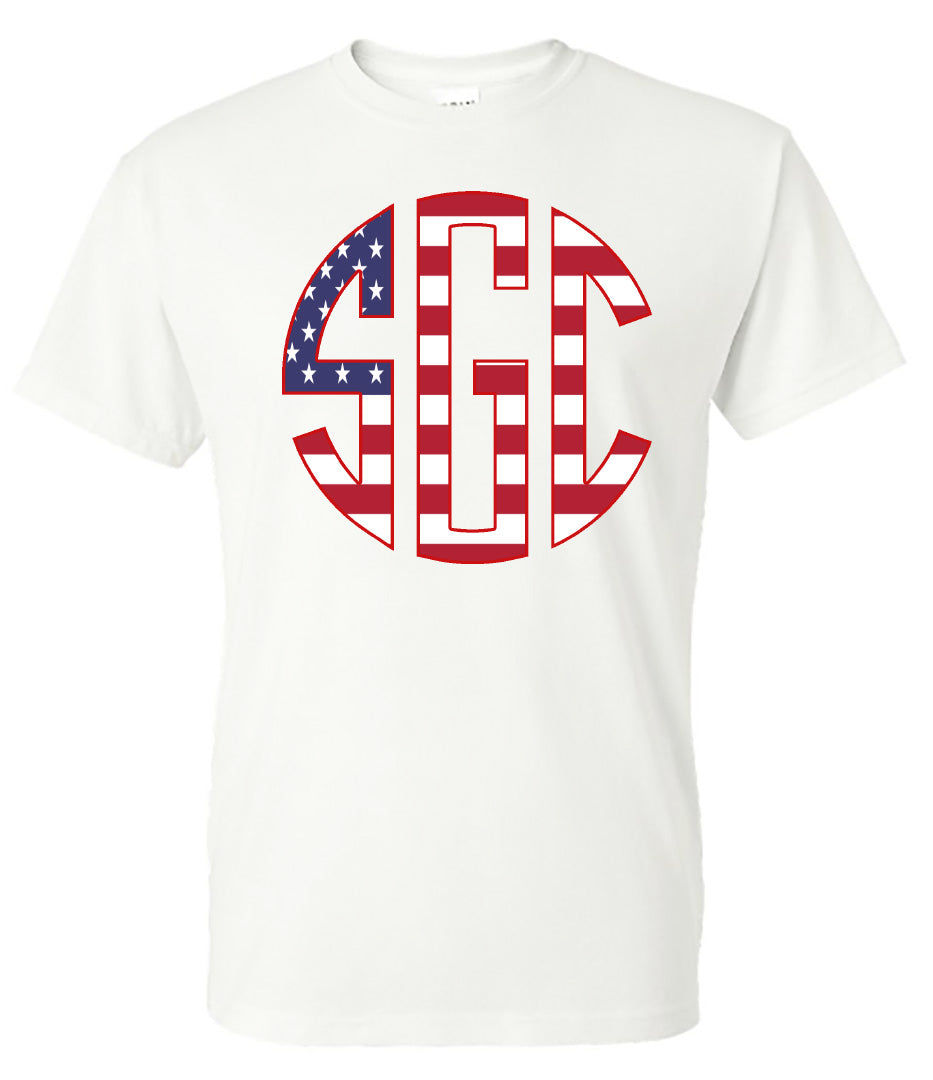 American Flag Monogram Print Shirt - Southern Grace Creations