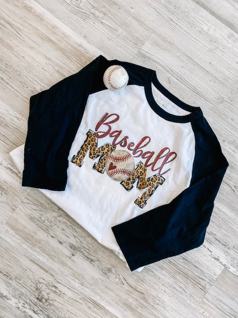 Baseball Mom Leopard Tee - Southern Grace Creations