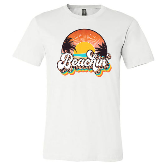 Beachin Retro - White Short Sleeves Tee - Southern Grace Creations