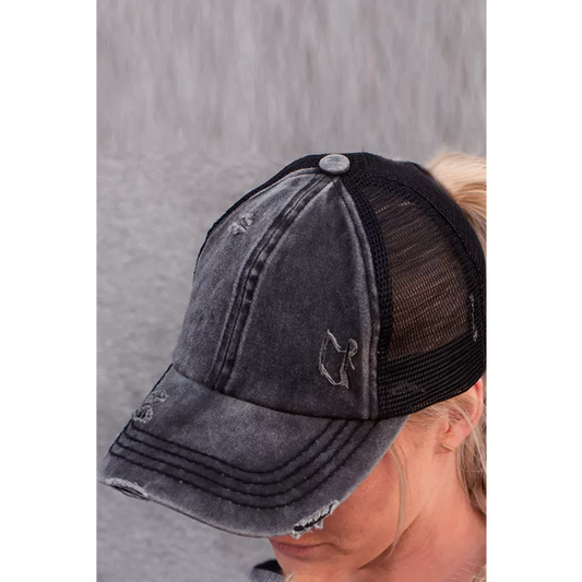 Black Distressed Hat - Southern Grace Creations