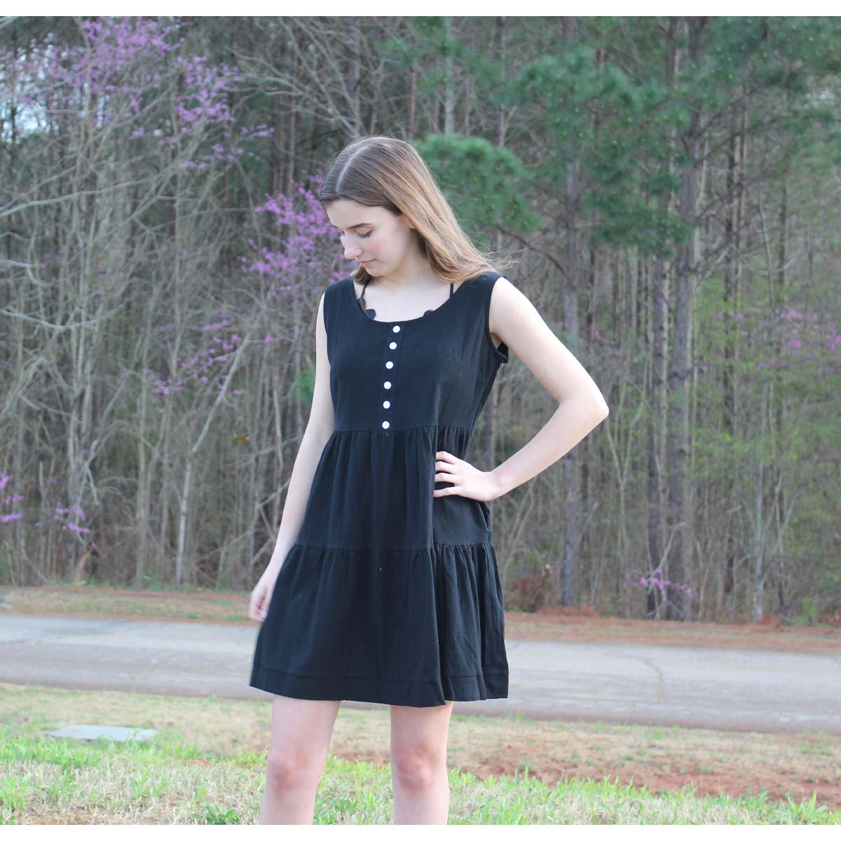 Black Tiered Ruffled Mini Dress LARGE