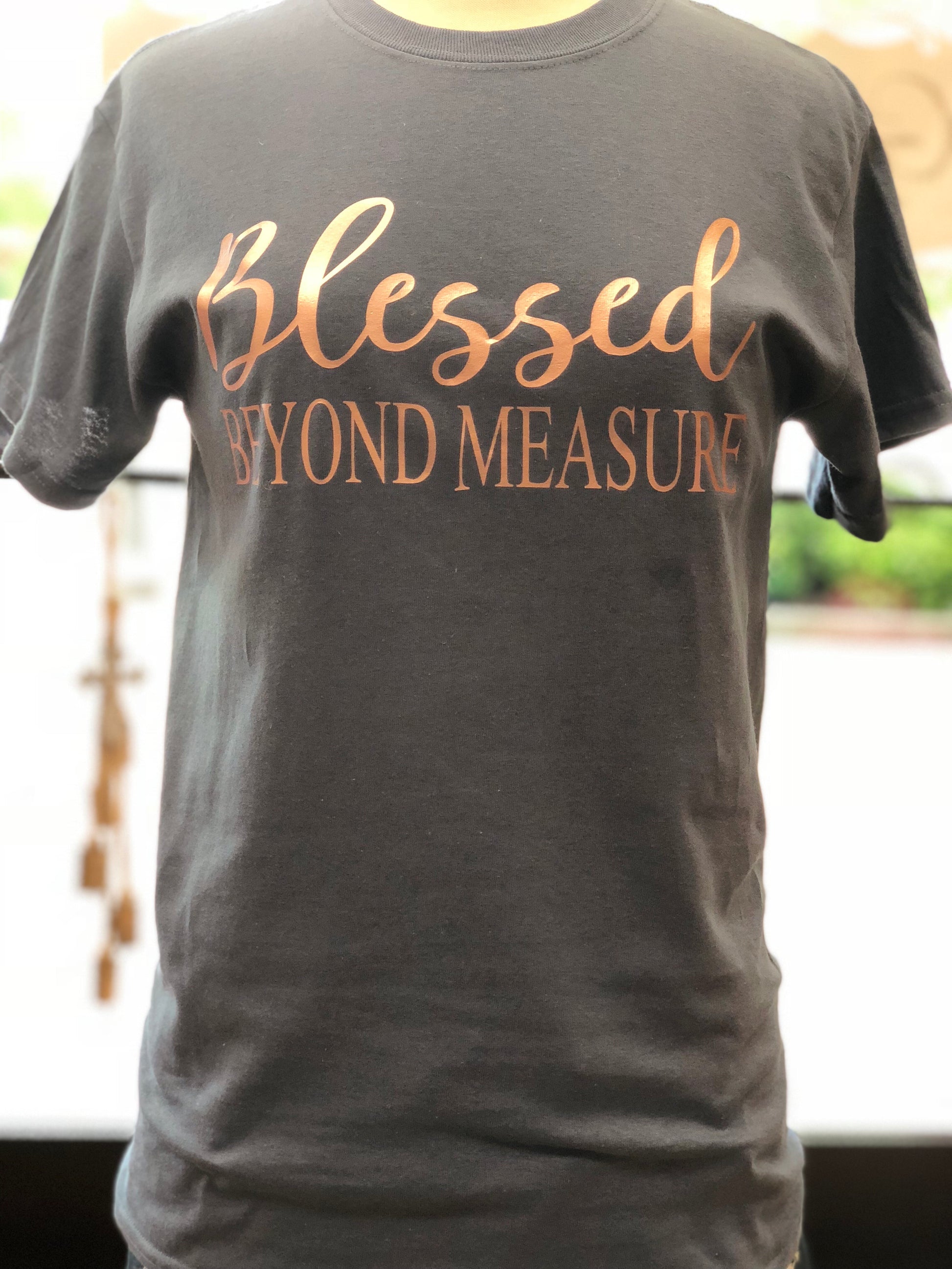 Blessed beyond measure - charcoal short sleeve tee - Southern Grace Creations