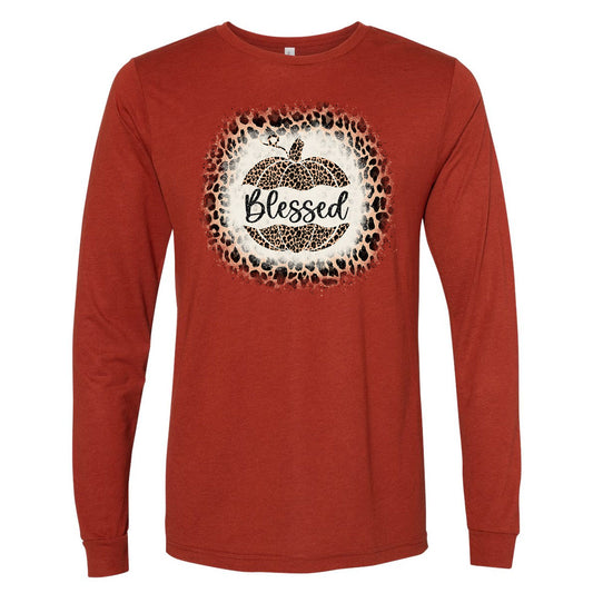 Blessed in  Leopard  - Brick Triblend Tee - Southern Grace Creations