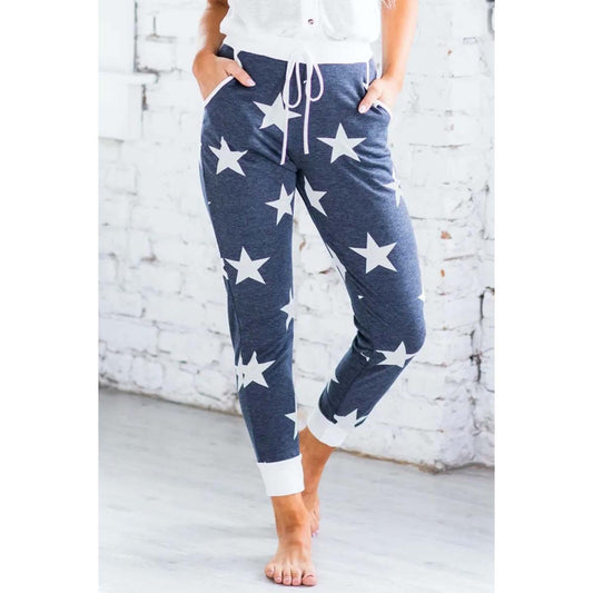 Blue Star Printed Women Joggers - Southern Grace Creations