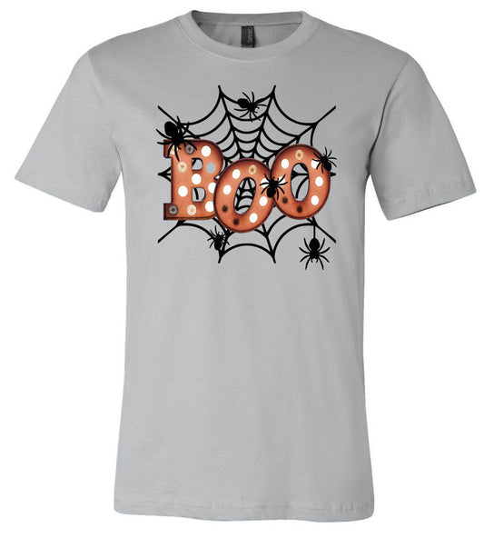 Boo Spiderweb - Silver Short/Long Sleeve Tee - Southern Grace Creations