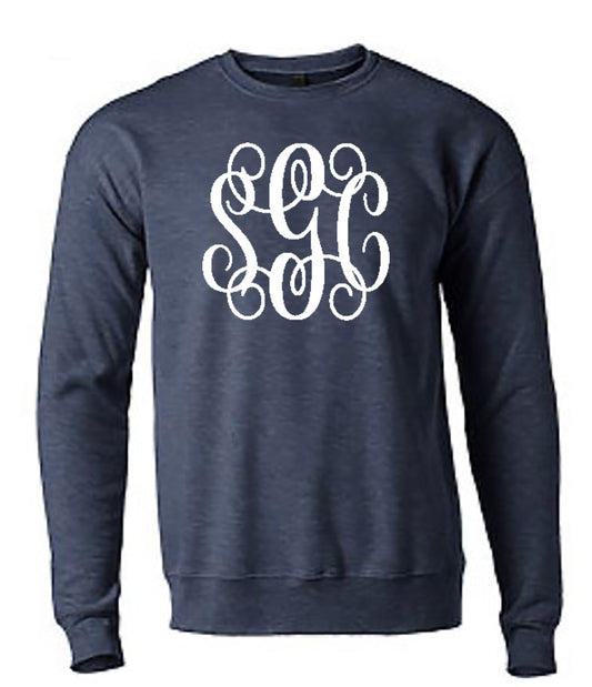 Boyfriend Monogrammed Sweatshirt (Full Front) - Southern Grace Creations