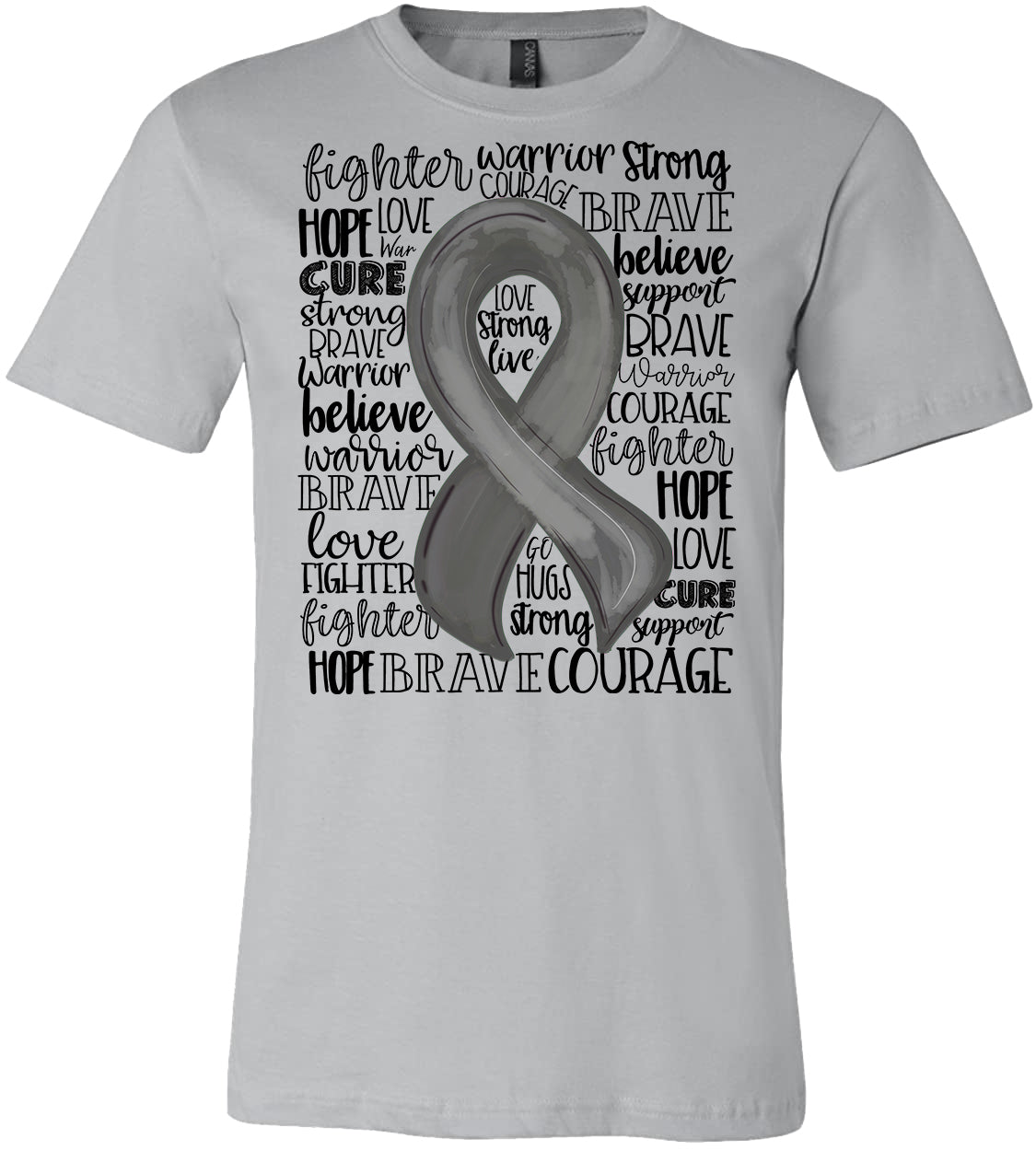 Brain Cancer Awareness Ribbon - Silver Tee - Southern Grace Creations