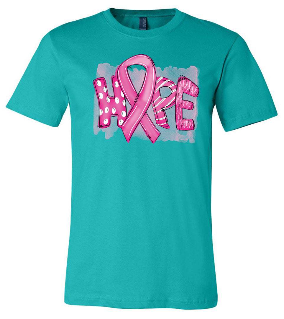 Breast Cancer - Hope - Teal Short Sleeve Tee - Southern Grace Creations