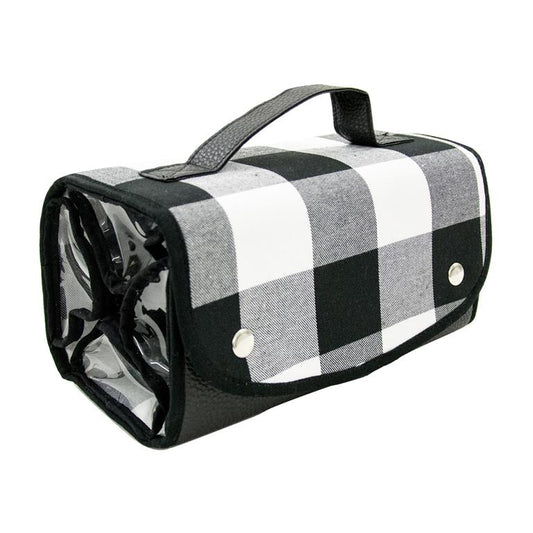 Buffalo Check Roll-Up Cosmetic Bag - Southern Grace Creations
