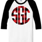 Buffalo Plaid Monogrammed White/Black Raglan - Southern Grace Creations