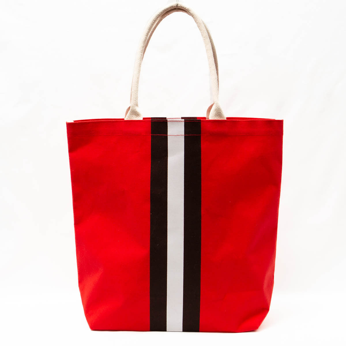 Campus Stripe Tote in Red & Black - Southern Grace Creations