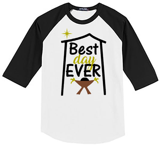 Christmas Best Day Ever - White/Black Raglan - Southern Grace Creations