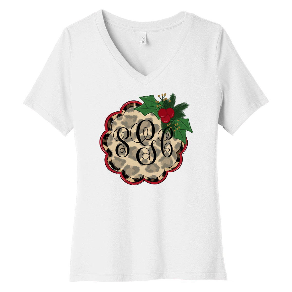 Christmas Leopard Monogram Tee - Southern Grace Creations