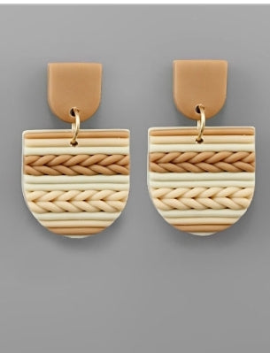 Clay Knitting Earrings - Natural - Southern Grace Creations