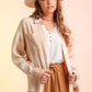 Color Blocked Button Down Shirt (Plus Size) - Cream Mix - Southern Grace Creations
