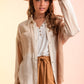 Color Blocked Button Down Shirt (Plus Size) - Cream Mix - Southern Grace Creations
