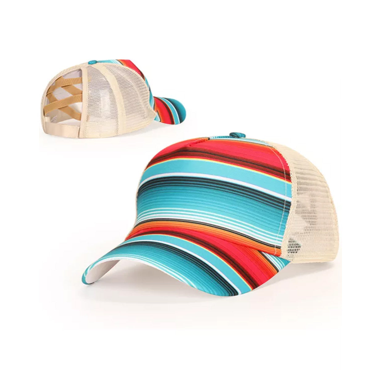 Colorful Stripe Baseball Cap - Southern Grace Creations