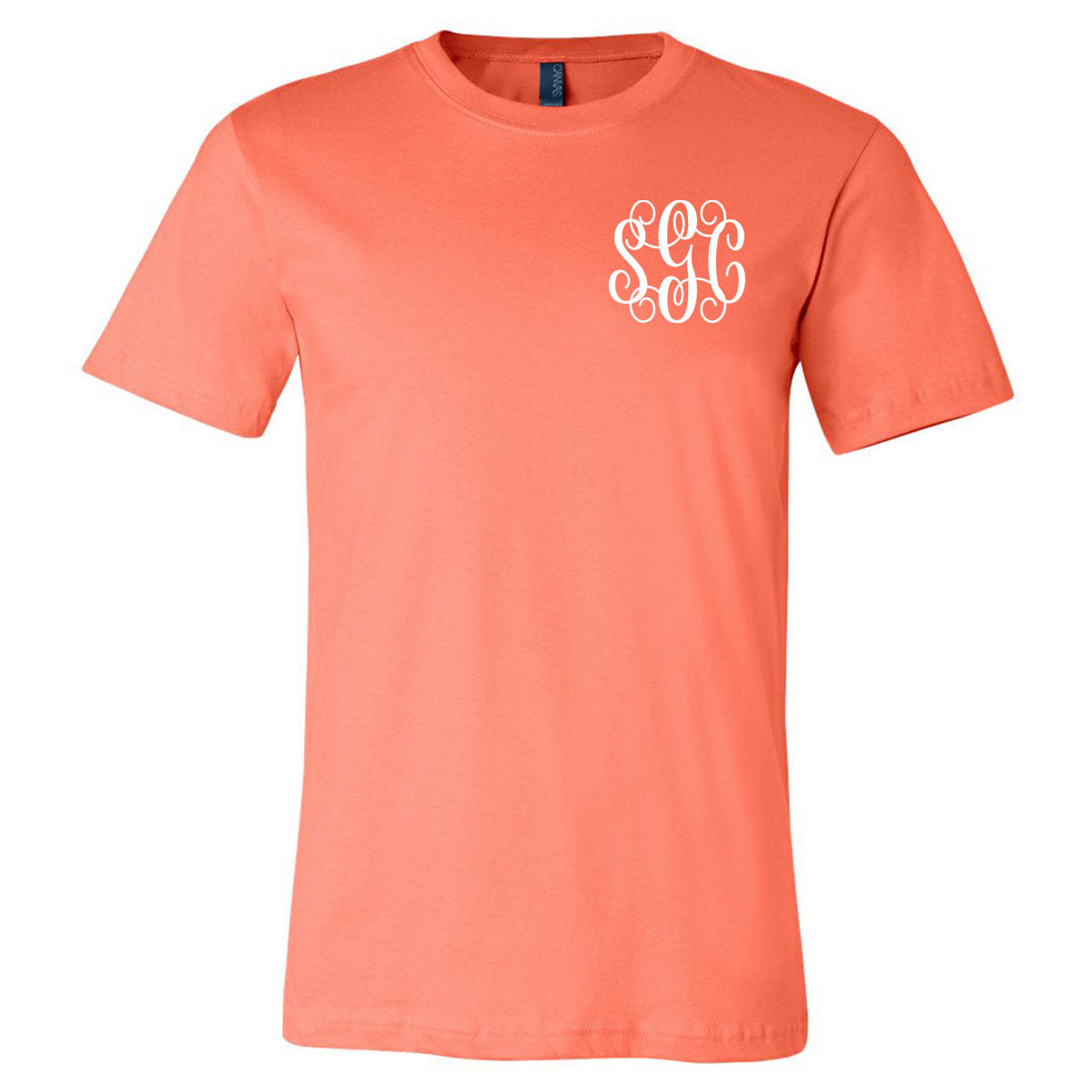 Coral Monogrammed (Left Chest) Short Sleeve Tee - Southern Grace Creations