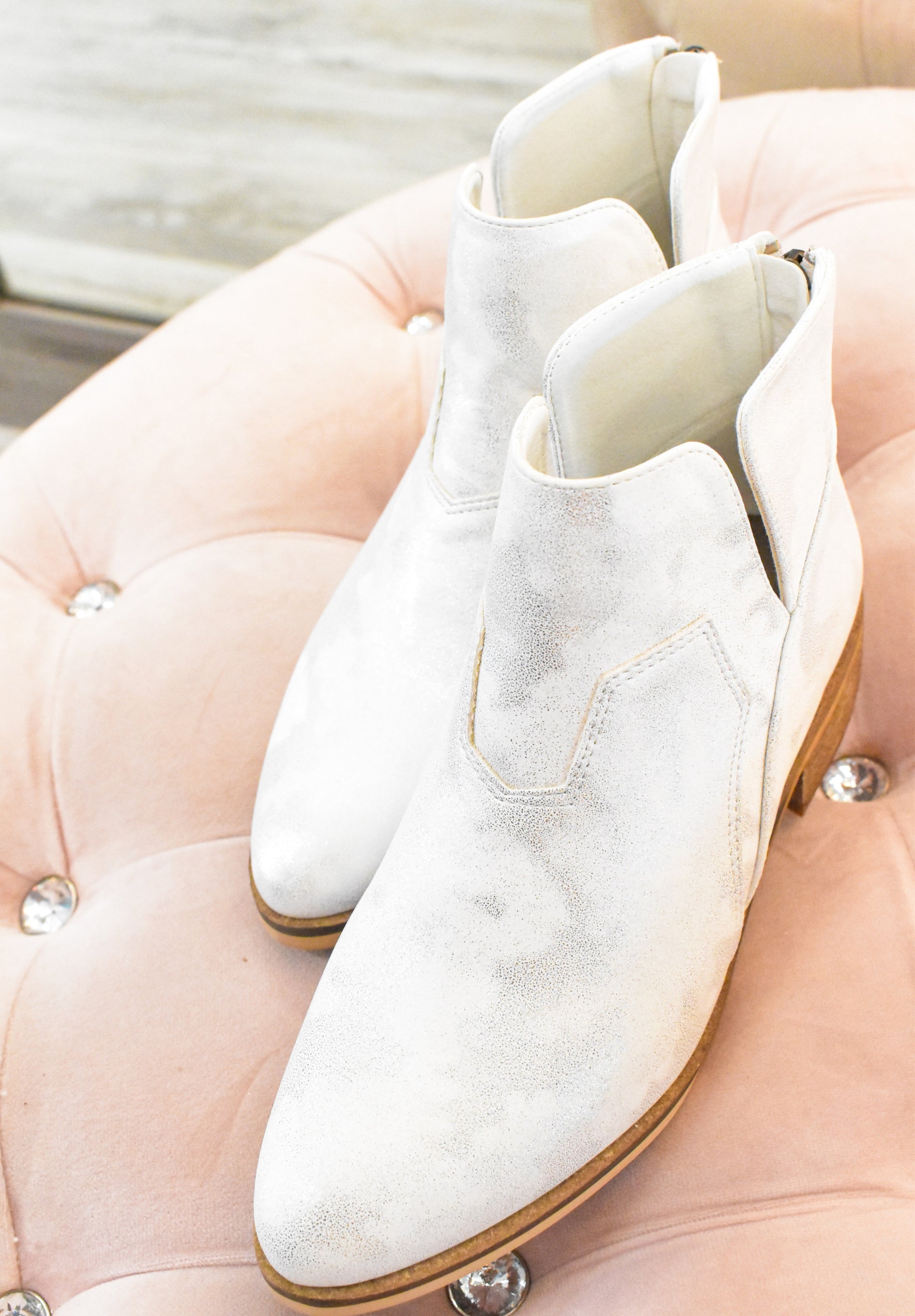 Curry Booties - White Metallic - Southern Grace Creations