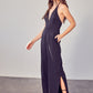 DEEP V NECK WIDE LEG JUMPSUIT - Southern Grace Creations