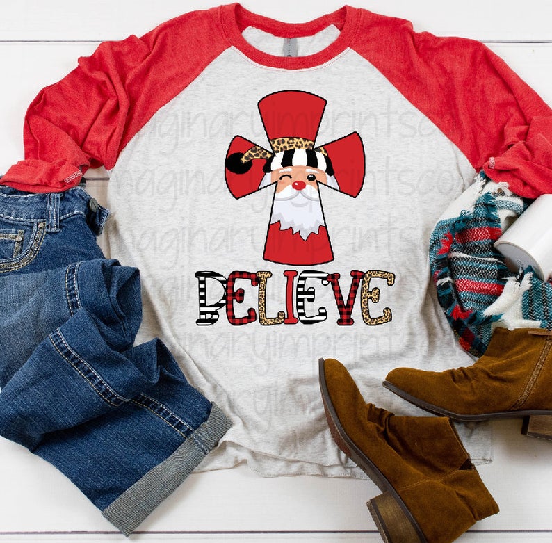 DO YOU BELIEVE? JESUS is the reason for the season - Red/White Raglan - Southern Grace Creations
