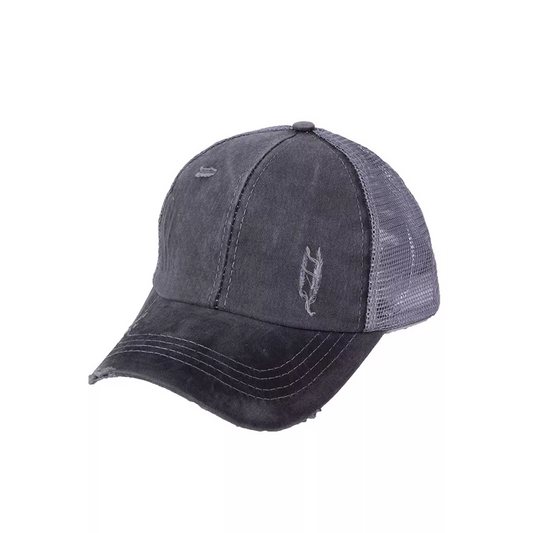 Dark Grey Distressed Hat - Southern Grace Creations
