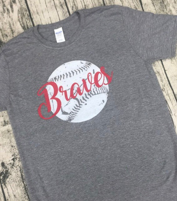Distressed Baseball with Team Name - Sport Grey Short Sleeve Tee - Southern Grace Creations