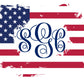 Distressed Flag Monogram - White Short Sleeve Tee - Southern Grace Creations
