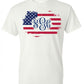 Distressed Flag Monogram - White Short Sleeve Tee - Southern Grace Creations