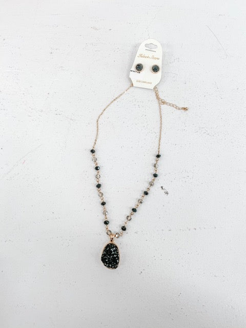 Druzy Stone Necklace - Black - Southern Grace Creations