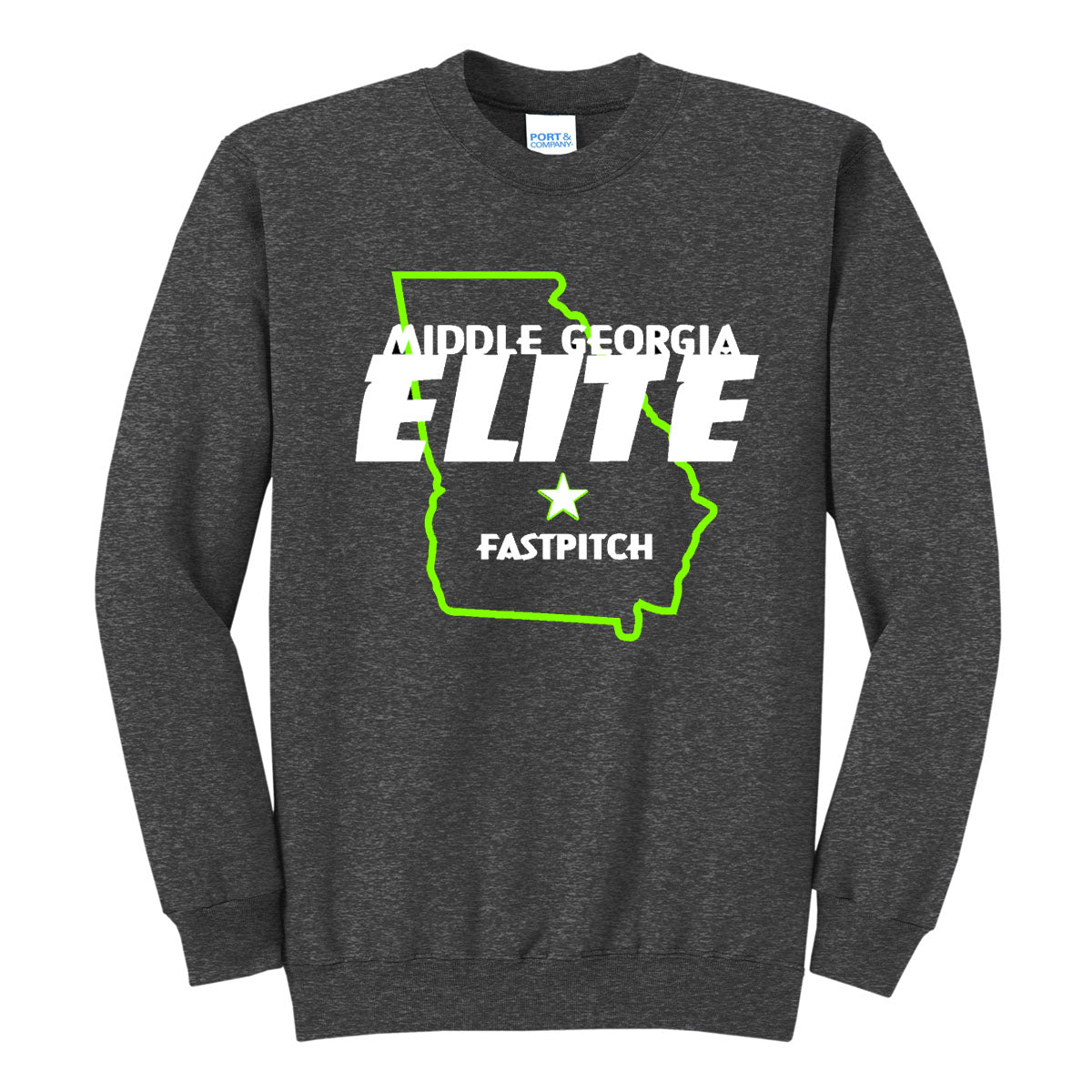 Elite - State Logo P&C Sweatshirt (PC78) - Dark Heather Grey - Southern Grace Creations