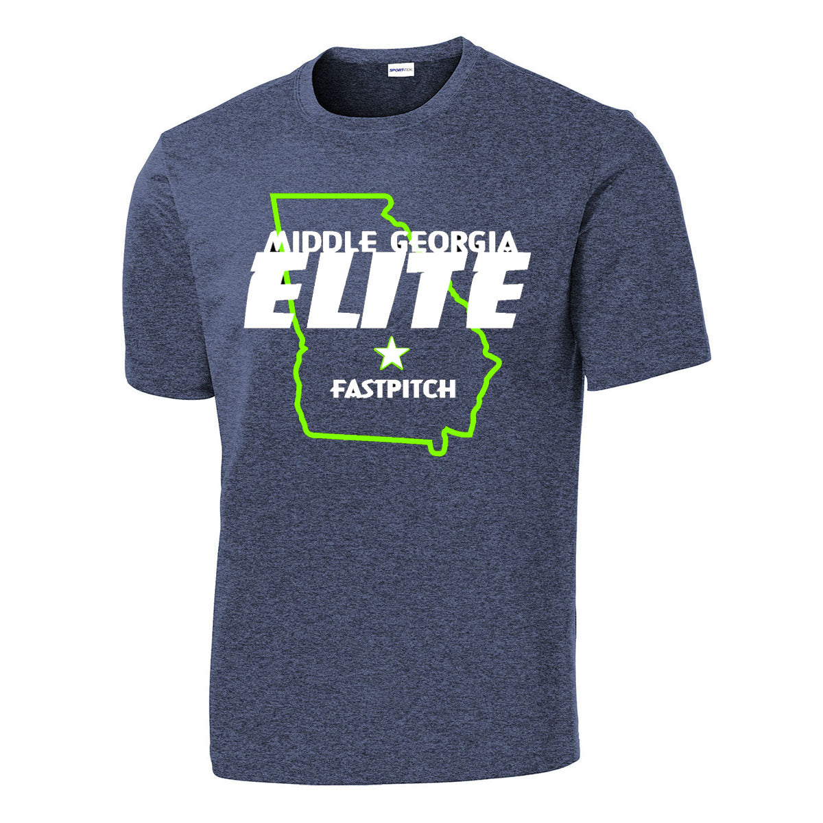 Elite - State Logo PosiCharge Drifit Tee (ST350/YST350) - True Navy Heather - Southern Grace Creations