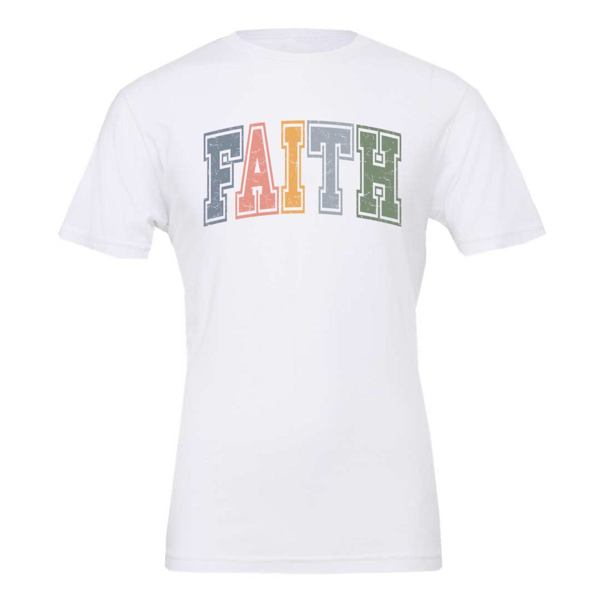 Faith Varsity Distressed - White (Tee/Hoodie/Sweatshirt) - Southern Grace Creations