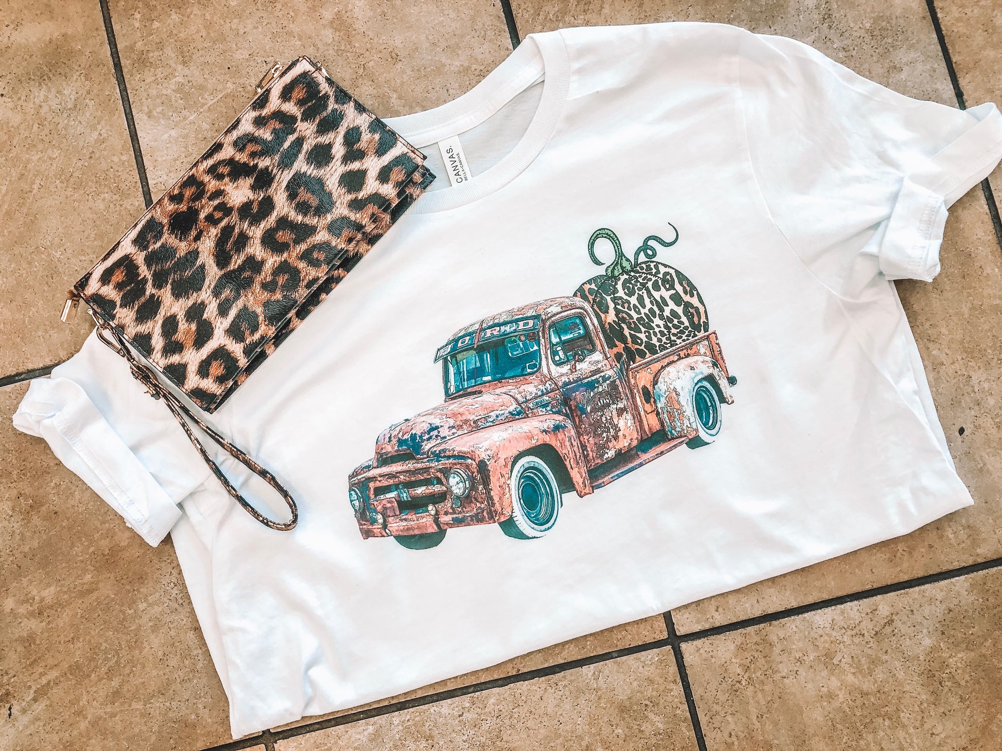 Fall Distressed Truck - White Short-Sleeve Tee - Southern Grace Creations