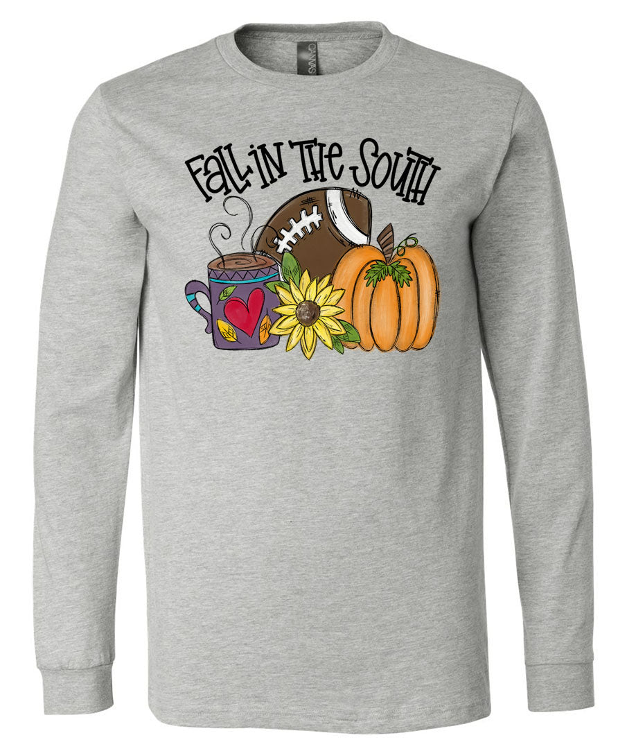 Fall in the South - Athletic Heather Short/Long Sleeve Tee - Southern Grace Creations