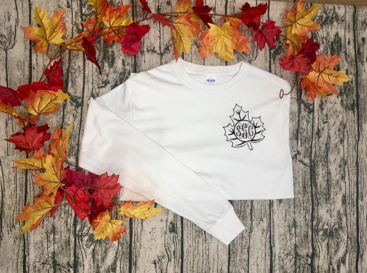 Falling Gracefully (Leaf Monogram Tee) - Southern Grace Creations