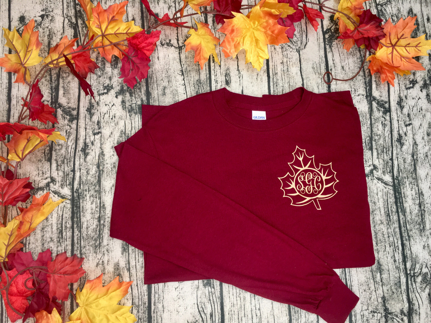 Falling Gracefully (Leaf Monogram Tee) - Southern Grace Creations