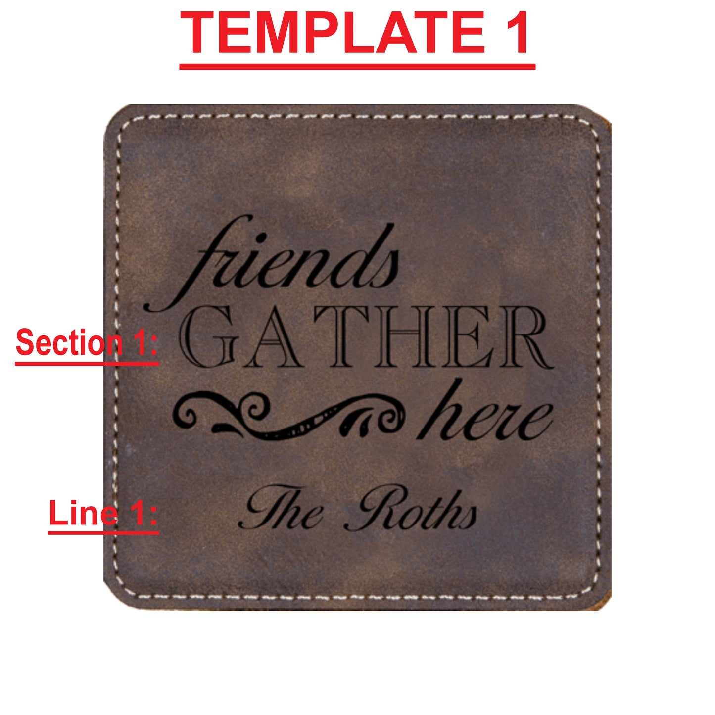 Faux Leather Coaster W/ Holder - Engravable (ZCOS0042) - Southern Grace Creations