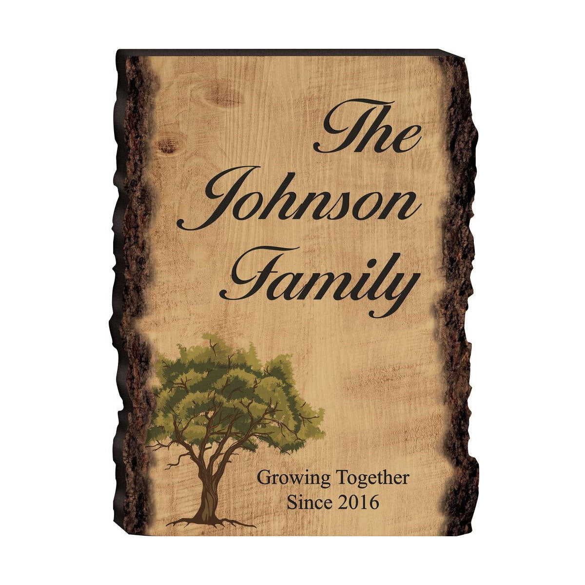 Tree Log Routered Sign Faux Sliced Log Sign With Tree (Engravable)