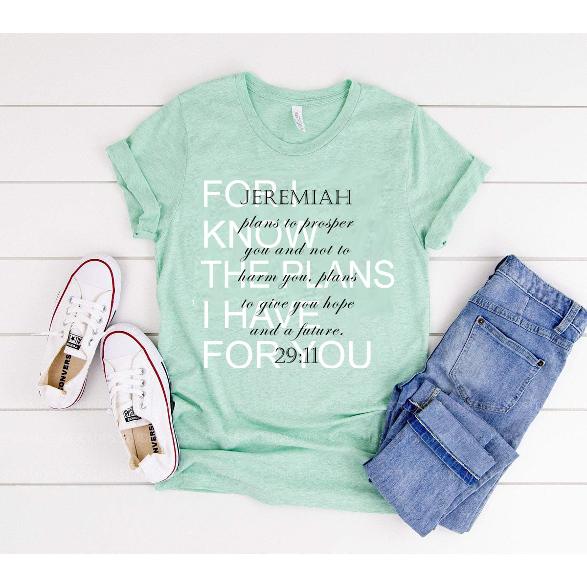 For I Know The Plans I Have For You - Mint Short Sleeve Tee - Southern Grace Creations