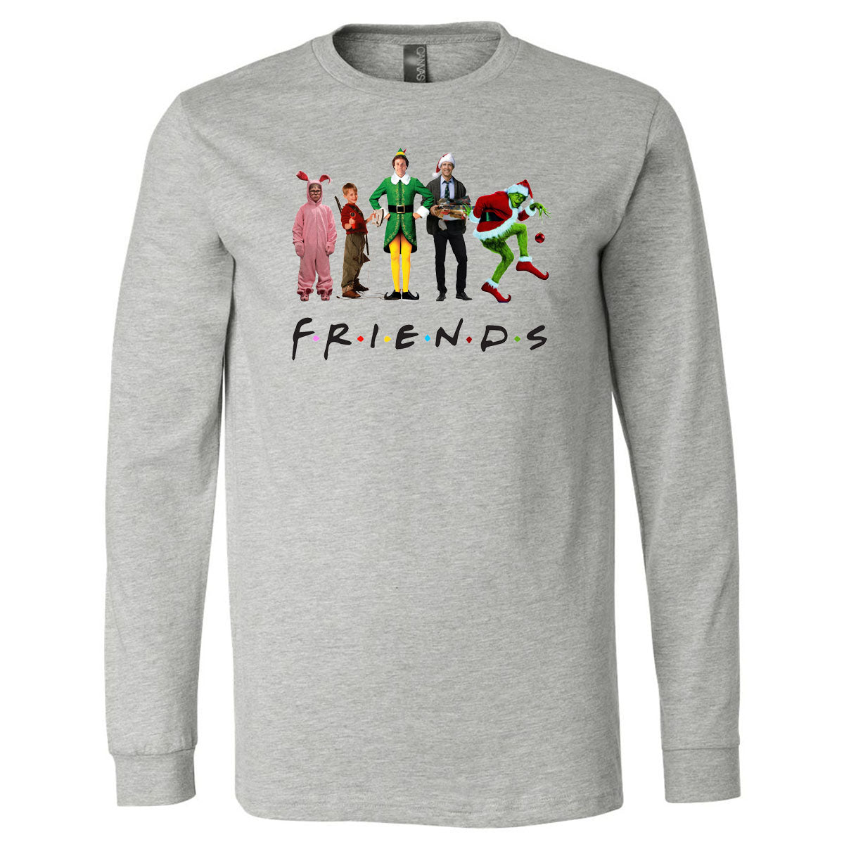 Friends Christmas Characters - Grey Longsleeves Tee - Southern Grace Creations