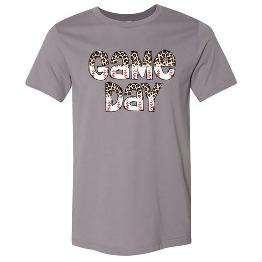 Game Day Leopard Baseball - Storm Short Sleeve Tee - Southern Grace Creations