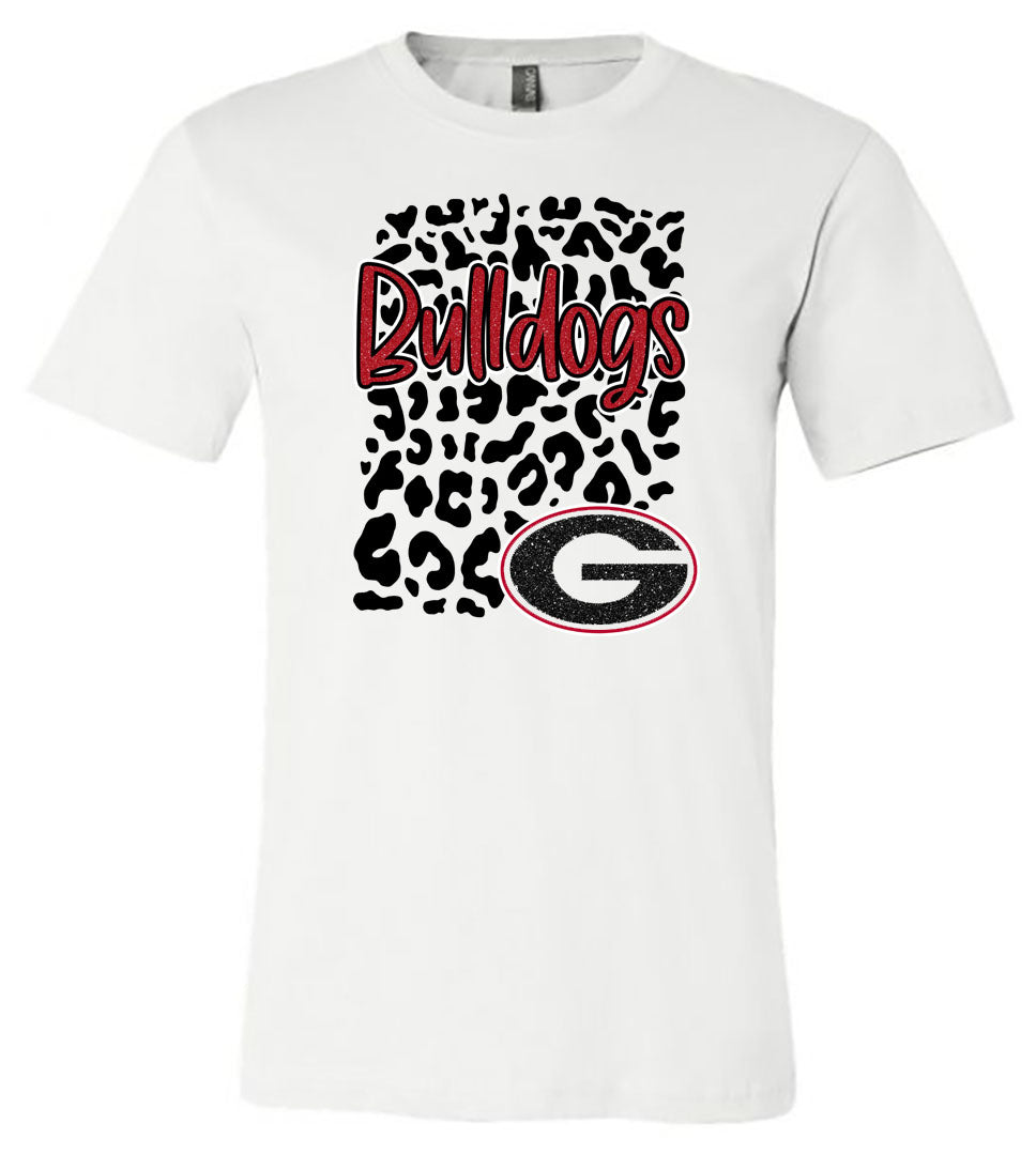 Georgia Bulldogs Leopard - White Short/Long Sleeve Tee - Southern Grace Creations
