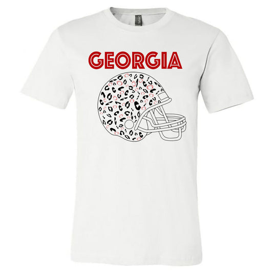Georgia Leopard Football Helmet - White (Tee/Hoodie/Sweatshirt) - Southern Grace Creations