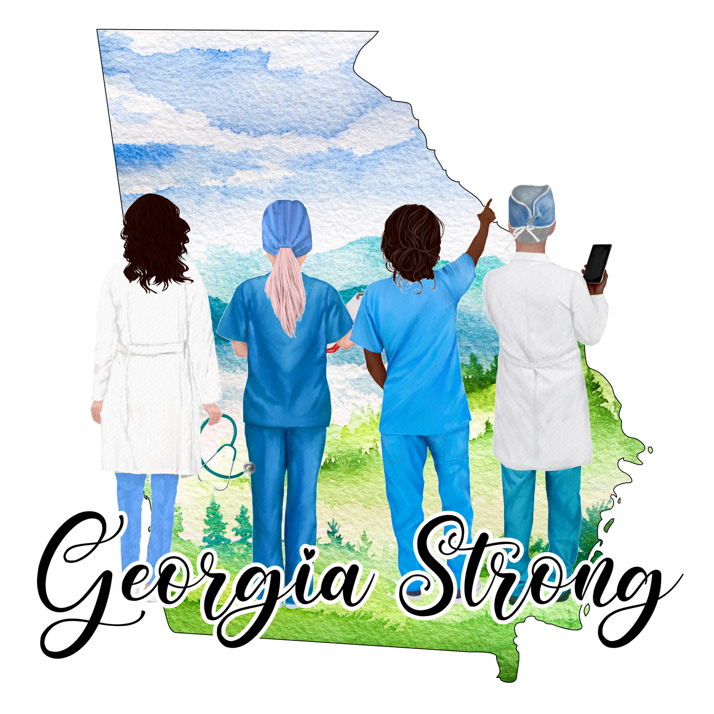 Georgia Strong - Medical - Black Short-Sleeve Tee - Southern Grace Creations