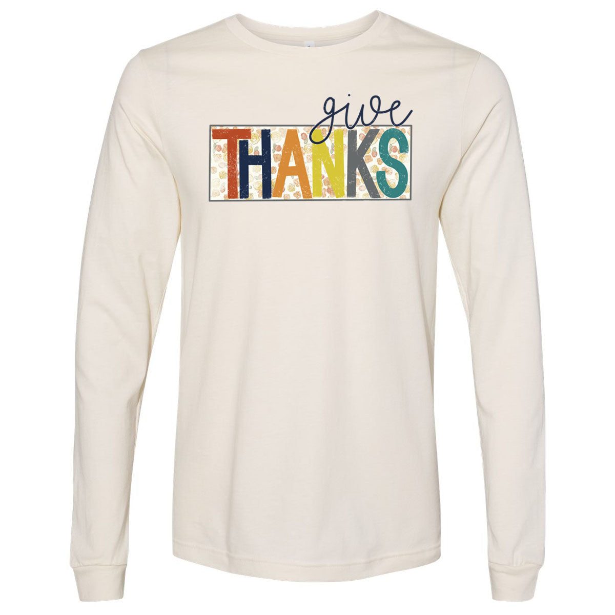 Give Thanks Floral Box - Natural Tee - Southern Grace Creations