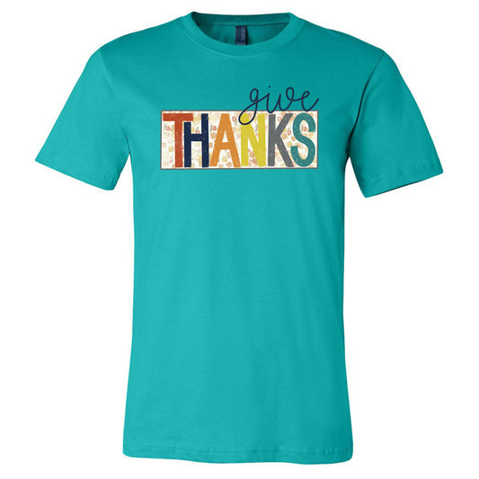 Give Thanks Floral Box - Teal Tee - Southern Grace Creations