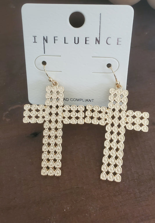 Gold Cross Earrings - Southern Grace Creations