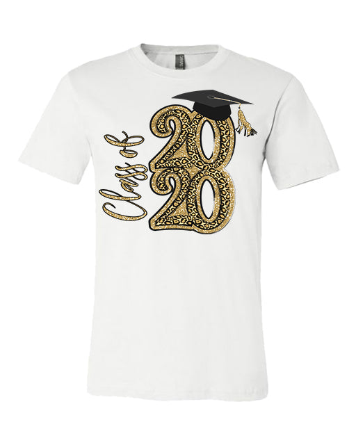 Graduation Class of 2020 Leopard - White Tee - Southern Grace Creations